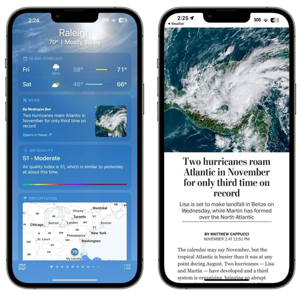 兴安苹果14维修分享iPhone 14手机如何看天气时顺带看新闻 