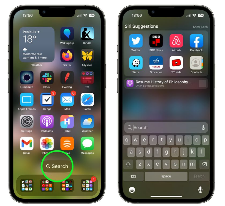 兴安苹果手机维修分享升级到 iOS 16 后，如何删除主屏幕上的搜索按钮 